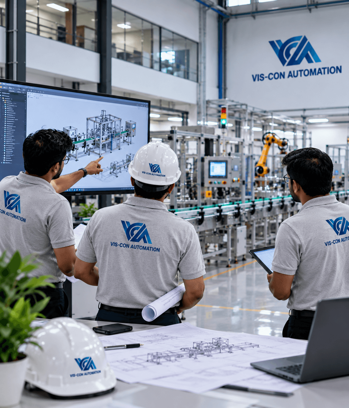 Engineer reviewing production line data