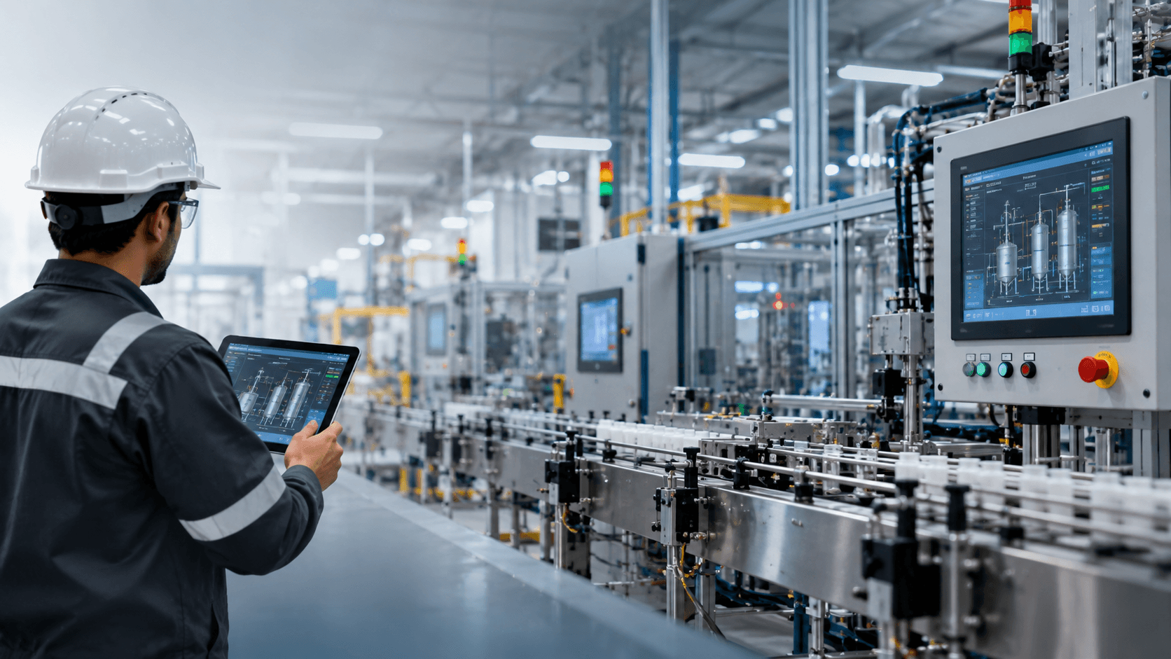 Industrial manufacturing plant automation in operation